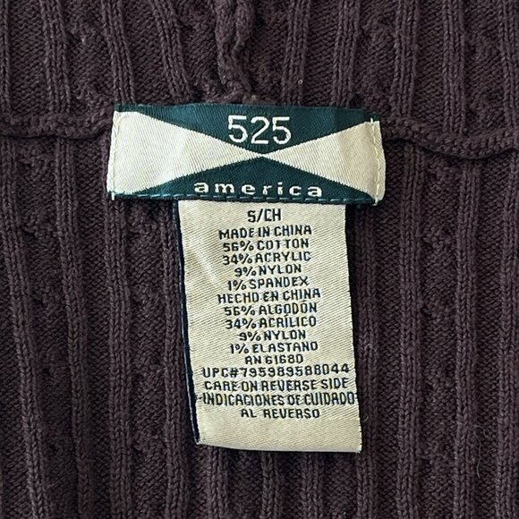 Womens Brown Ribbed Cable Knit Hooded Sweater Small Zip Dark Academia 90s Y2K - Picture 8 of 9